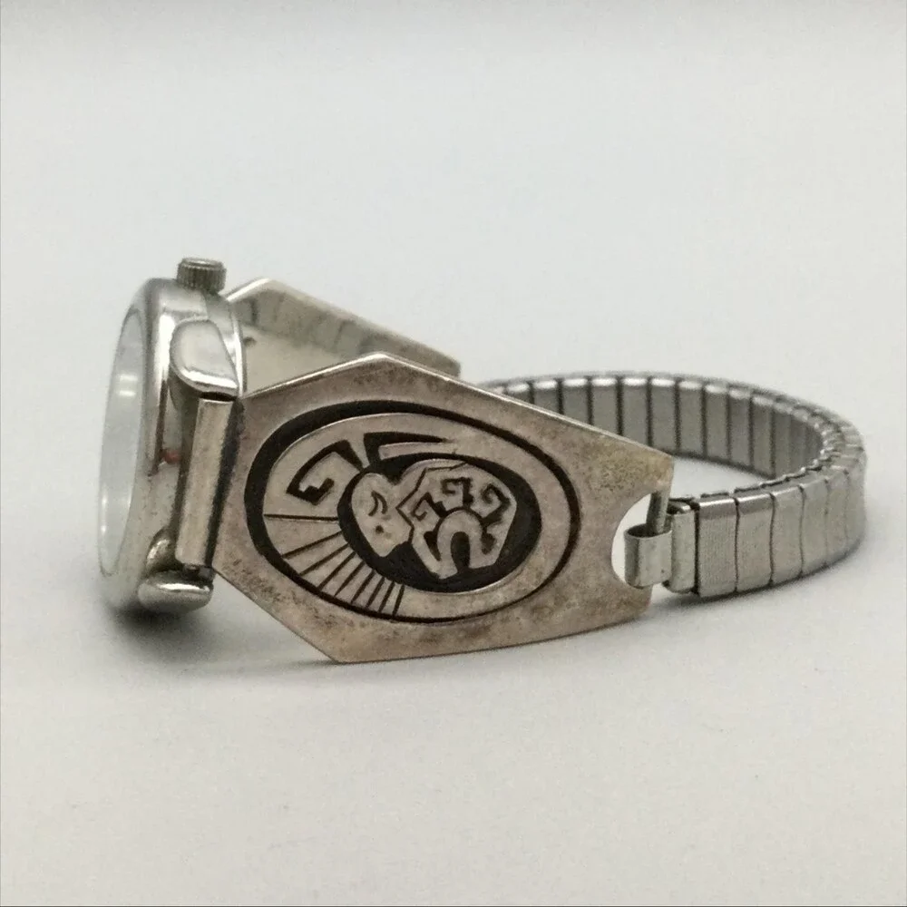 Vintage Native American Navajo Watch Tips Womens 24mm Sign Calvin Peterson